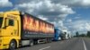 UKRAINE--At the Ukrainian-Polish border queue of cargo transport
