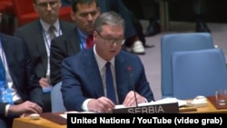 Predsednik Srbije Aleksandar Vučić o uvođenju evra kao valute Kosova pred Savetom bezbednosti UN u Njujorku, 8. februara 2024.