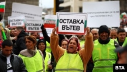 Част от протестиращите във вторник пред Министерския съвет носеха плакати с искане за оставката на министъра на земеделието Кирил Вътев.