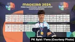 Ismail Barlov nakon osvojenog zlata na Evropskom seniorskom prvenstvu u Portugalu, Madeira, 21. aprila 2024.
