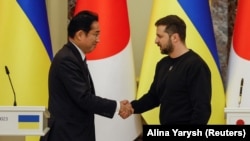 Susret Kishide i Zelenskog u Kijevu, 21. ožujka 2023. Ukrajinski predsjednik je japanskog premijera nazvao "istinskim moćnim braniteljem međunarodnog poretka i dugogodišnjim prijateljem Ukrajine".