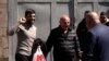 Armenia - Opposition deputy Mher Sahakian (left) is released from custody, Aprl 3, 2023.