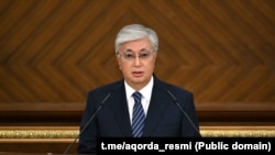 Казакстандын президенти Касым-Жомарт Токаев парламентте калкка кайрылуу жасап жатат. 1-сентябрь, 2023-жыл. Астана.