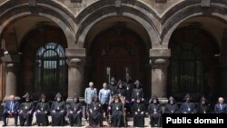 Armenia - Members of the Armenian Apostolic Church's Supreme Spiritual Council pose for a photo after a meeting in Echmiadzin, June 8, 2023.