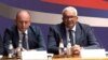 Montenegrin parliament speaker Andrija Mandic (right) attends the All-Serb Assembly in Belgrade on June 8.