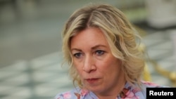 RUSSIA - Russian Foreign Ministry's spokeswoman Maria Zakharova attends a congress of the International Russophile Movement in Moscow, March 14, 2023. 