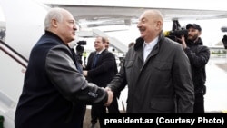 Լուկաշենկոյին Ֆիզուլիի օդանավակայանում դիմավորում է Իլհամ Ալիևը, 17-ը մարտի, 2024թ․