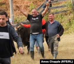 Jovo Vođevic nakon što je njegov bik MIško pobijedio u teškoj kategoriji.