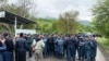 Armenia - Police block a road to prevent people from entering the village of Kirants, May 3, 2024.
