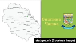 Mapa i logo opštine Čaška