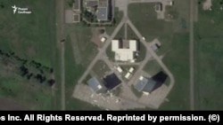 A satellite image taken on May 23 showing damage to Russia's Armavir radar station