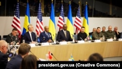 Президент України Володимир Зеленський під час засідання Контактної групи з питань оборони України у форматі «Рамштайн», 11 жовтня 2023 року 