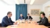 Predsednik Srbije Aleksandar Vučić i premijer Kosova Aljbin Kurti na sastanku u Briselu uz posredovanje evropskih zvaničnika, 14 septembar 2023.