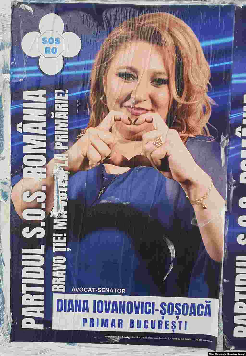 Diana Șoșoacă, candidat S.O.S. România la Primăria Capitalei și locul unu pe listele S.O.S. la europarlamentare, le vorbește cetățenilor în versuri: „Bravo ție! Mă votezi la Primărie!”.