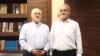 Mohammad javad Zarif (left) former foreign minister of Iran next to Masoud Pezeshkian, the president-elect of Iran.