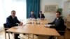 Šef evropske diplomatije Žozep Borelj i izaslanik EU za dijalog Beograda i Prištine Miroslav Lajčak na sastanku s predsednikom Srbije Aleksandrom Vučićem i premijerom Kosova Aljbinom Kurtijem, Brisel 14. septembar 2023.