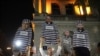 Neki od transparenata ispred Ministarstva prosvete na 16. po redu protestu "Srbija protiv nasilja", Beograd, 19. avgust