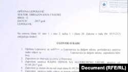 Ugovor V.J kao prosvetnog radnika u Leposaviću
