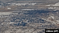 Pogled iz vazduha na Vuhledar, u Ukrajini, koji je bio poprište teškog ruskog bombardovanja i bitaka, 10. februar 2023.