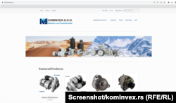 Sajt kompanije "Kominvex" preko kojeg se nudi prodaja delova za traktore
