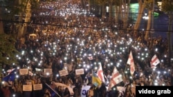 Масов протест в столицата на Грузия срещу закона за чуждестранните агенти, 11 май 2024 г.