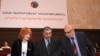 Armenia -- Anush Sedrakian (L) and other leaders of the Free Democrats open a party congress in Yerevan, 16Mar2012.