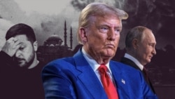 Владимир Зеленский, Дональд Трамп, Владимир Путин (слева направо). Коллаж