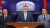 Premijer Republike Srpske Radovan Višković, predsednik RS Milorad Dodik i predsednik Narodne skupštine RS Nenad Stevandić za kojima je Tužilaštvo BiH izdalo nalog za privođenje, Banjaluka, 12 mart 2025.
