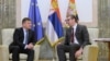 Specijalni predstavnik EU za dijalog Beograda i Prištine Miroslav Lajčak i predsednik Srbije Aleksandar Vučić u Beogradu, 20. april 2022.