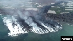 Mjesto ulijevanja lave s otoka La Palma u more