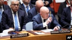 RUski ambasador u UN Vasilij Nebenzja na sednici Saveta bezbednosti UN, 20. septembar 2023.