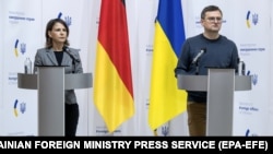Міністр закордонних справ України Дмитро Кулеба і керівник МЗС Німеччини Анналена Бербок. Київ, 10 вересня 2022 року