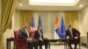 Eskobar, Lajčak i Vučić (sleva nadesno) tokom sastanka u Beogradu, 2. februar 2022. 