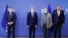 Članovi Predsedništva BiH Željko Komšić (prvi s leva), Šefik Džaferović (u sredini) i Milorad Dodik (prvi s desna) sa visokim predstavnikom EU za spoljnu i bezbednosnu Josepom Borrellom u Briselu, 30. septembar 2020.
