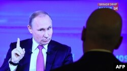 Russian President Vladimir Putin Direct Line call-in show this year was not much different from previous years, as he speaks here at the 2017 version.