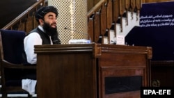 د طالبانو ویاند ذبیح الله مجاهد د ۲۰۲۱ز کال د سېپټېمبر پر اتمه خپل حکومت اعلان کړ