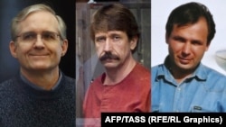 Colaj foto cu Paul Whelan (stânga), Viktor Bout (centru) și Konstantin Yaroshenko, prizonieri care speră să devină parte a schimburilor de prizonieri dintre SUA și Rusia.