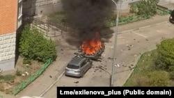Partladılan avtomobil