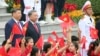 Vietnam's General Secretary of the Communist Party To Lam and Chinese leader Xi Jinping at the Presidential Palace in Hanoi on April 14.