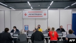 Punkt za vakcinaciju u jednom od tržnih centara u Beogradu, maj 2021.
