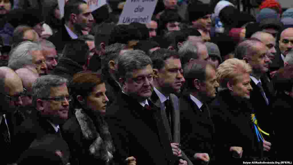 Президент Украины Петр Порошенко и европейские лидеры на "Марше достоинства" в Киеве