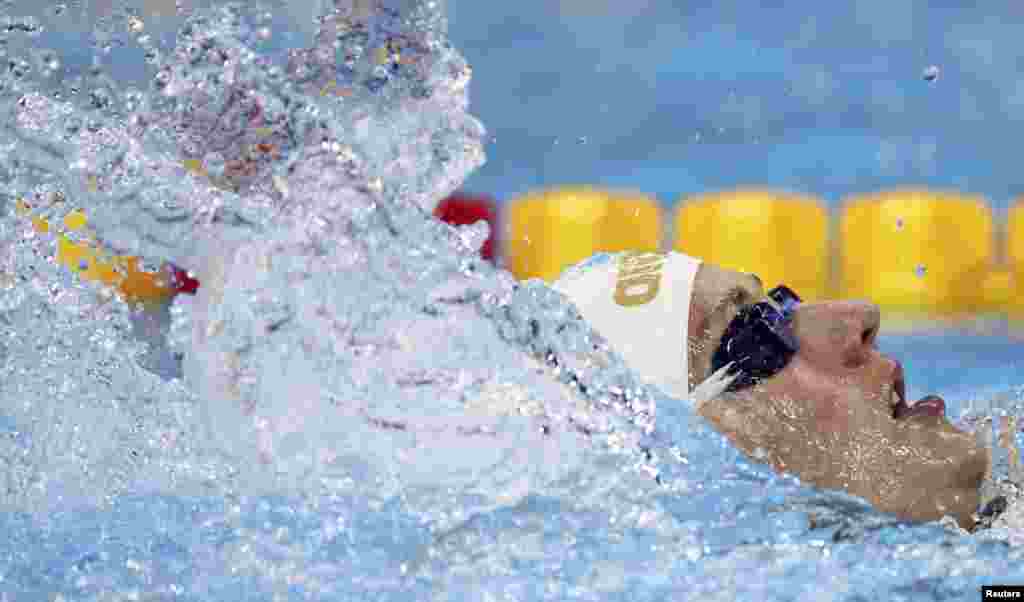 Katinka Hosszu of Hungary competes on her way to winning gold in the women's 400-meter individual medley. 