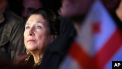 Președinta Georgiei, Salome Zurabișvili, la un eveniment de campanie din octombrie 2024.