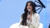 Armenia -- Reality TV star Kim Kardashian speaks at the World Congress on Information Technology in Yerevan, October 8, 2019.
