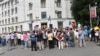 Moldovans protest outside the country's Supreme Court in Chisinau on June 25. 