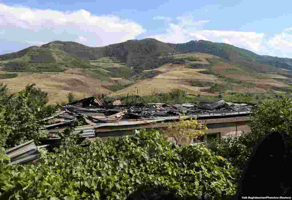 The village of Aygepar in Armenia&#39;s Tavush district was hit by mortar and artillery fire in cross-border clashes.