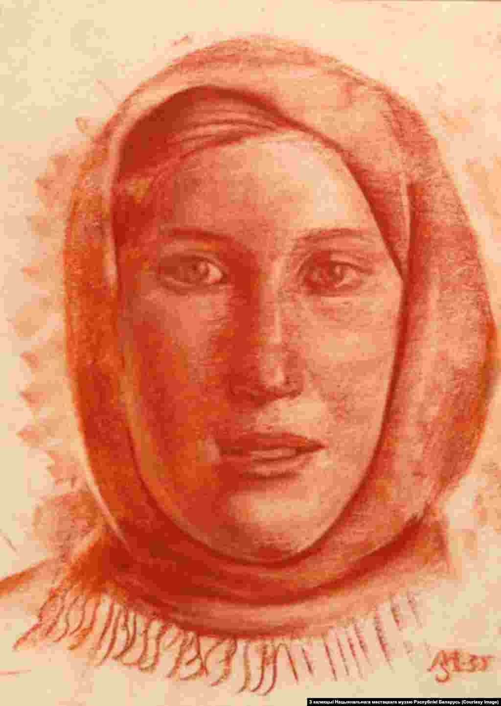 Міхась Сеўрук. Партрэт маладой сялянкі ў хустцы.1935