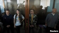 Four Russian journalists have been sentenced to 5 1/2 years in prison for their links to the team of the late opposition leader Aleksei Navalny. (file photo)