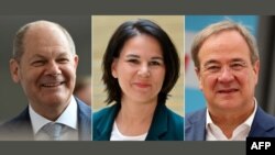 Олаф Шолц (SPD), Аналена Бербок (Зелените) и Армин Лашет (CDU).