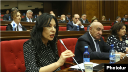Armenia -- The Prosperous Armenia Party's Naira Zohrabian speaks at a parliament session, Yerevan, February 11, 2020